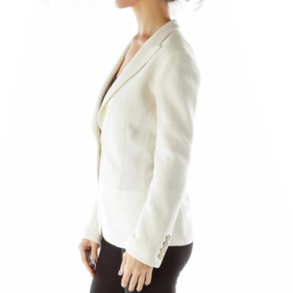 Elie Tahari Cream Single-Breasted Wool Blazer - Picture 3 of 3